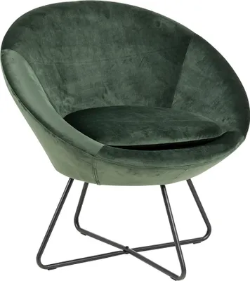 Produktbild von Sessel Lucena Samt Grün Vintage, organische Form, schwarze Metallbeine, 82x71x81 cm
