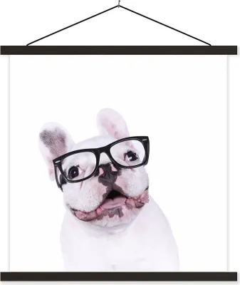 Produktbild von MuchoWow® Textilposter Hund - Brille - Hipster 60x60 cm mit schwarzem Rahmen - Posteraufhänger