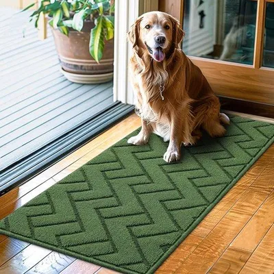 Obrázek produktu pro Ibenzoa® Podlahová rohož z bavlny s protiskluzovou gumovou základnou – 50 x 120 cm, omyvatelná, ekologická, vhodná pro použití v interiéru i exteriéru