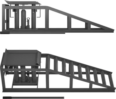 Productafbeelding van Aanhangwagenoprijplanken - Laadplanken, set van 2 stuks - Hoogte verstelbaar - Hefplatform - Grijs