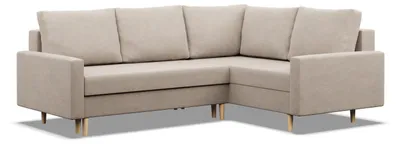Produktbild von BLANK - Rechts Ecksofa mit Schlaffunktion, Wendekissen, Otomane, Bettkasten, Beige