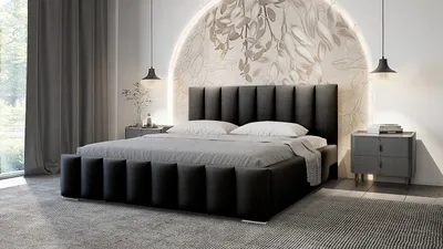 Obrázek produktu pro Furmeb24 - NERO 200 x 200 cm - ÄalounÄn postel s devÄnm rmem, manelsk postel s vysokm podhlavn­kem - vÄetnÄ matrace - (MGV 2219)
