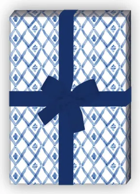 Produktbild von Blaues Geschenkpapier Set mit kleinen Aquarell Rauten - G8399, 32 x 48cm
