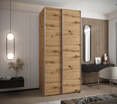 Obrázek produktu pro Dvoudveřová skříň SAMARA 1 - 100 cm, dub artisan / stříbrná