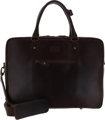 Produktbild von Buckle & Seam Leder XL Aktentasche Albert - Braun / Innenfutter Dots