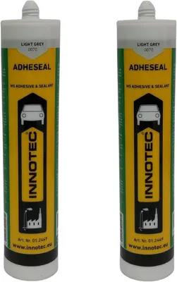 Immagine prodotto di 2 pezzi Innotec Adheseal grigio chiaro Mastice adesivo e sigillante a base di polimeri MS - aderisce anche su materiali delicati - sovraverniciabile bagnato su bagnato