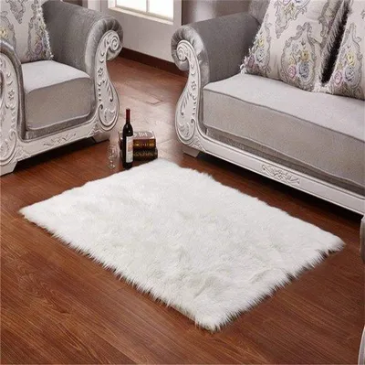 Produktbild von Ibenzoa® Kunstlammfell-Teppich – weich & warm, 100% Polyester, Langflor, 90 x 90 cm, für Schlafzimmer, Wohnzimmer & Sofa