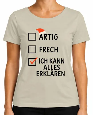 Imagen del producto de Camiseta divertida para Navidad. Puedo explicarlo todo. Frase ingeniosa. Para mujer. Color: natural. Talla: 3XL