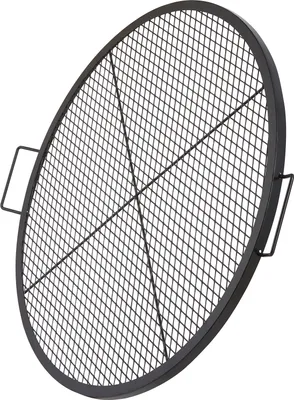 Immagine prodotto di SucceBuy X-Marks griglia per barbecue per pozzo del fuoco, griglia rotonda per barbecue da 91,4 cm, robusta griglia in acciaio con manico e filo di supporto, pentole da campeggio portatili per feste e raduni all'aperto, nero