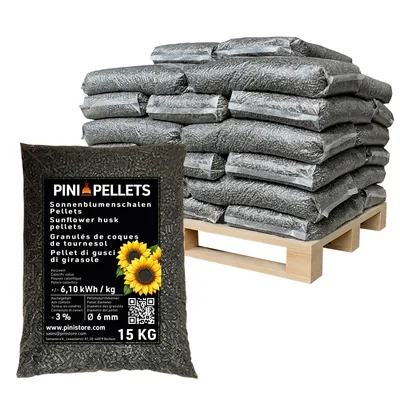 Produktbild von PINI Sonnenblumenschalen Pellets 6 mm Heizpellets 480 kg Palette