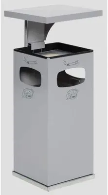 Imagen del producto de Contenedor de basura con tapa, 72 litros, color blanco aluminio