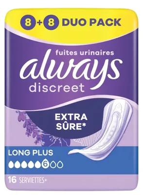 Produktbild von Always Discreet Extra Long Plus – Inkontinenzprodukte, 16 Stück