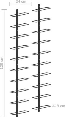 vidaXL Wand-Weinregale für 20 Flaschen 2 Stk. Schwarz Metall