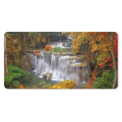 Produktbild von MuchoWow® Schreibtischunterlage Bäume - Wasserfall - Herbst 80x40 cm - XXL Mauspad - Gaming Mauspad