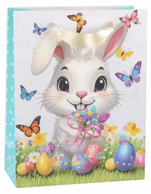 Produktbild von Idena Geschenktasche Ostern Hase weiß 18x23x8cm
