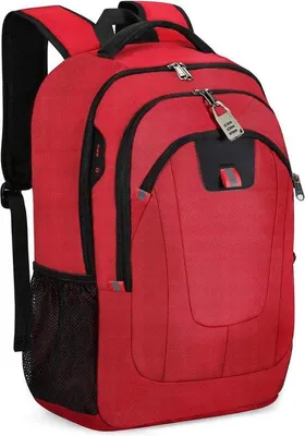 Immagine prodotto di Zaino impermeabile per laptop da 43 cm - Borsa da viaggio da uomo con porta di ricarica USB - Zaino da scuola, da ufficio e per viaggi a lunga distanza - Zaino leggero per laptop con bordi rinforzati di colore rosso