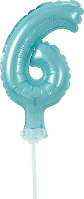 Produktbild von Kuchendeko Mini Folienballon hellblau Zahl 6