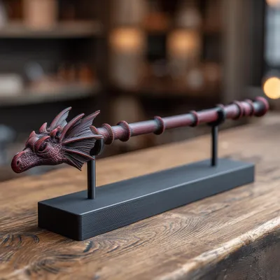 Fantasy-Zauberstab mit Drachenkopf und Ständer – Decords, Produktansicht 1