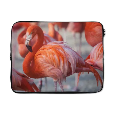 Produktbild von MuchoWow® Laptop Hülle 17 Zoll Laptoptasche Flamingo - Vogel - Tiere - Rosa - Zipper - Schutzabdeckung