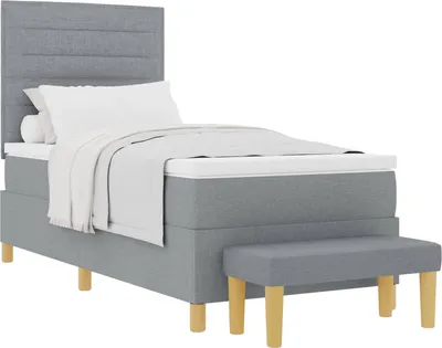Zdjęcie produktu dla Łóżko sprężynowe Z zagłówkiem Jasnoszary 200 x 80 cm tkanina