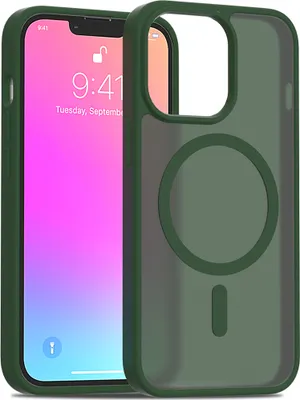 Image de Coque magnétique pour iPhone 13 Pro, compatible MagSafe, dos translucide mat, résistant aux chocs Vert
