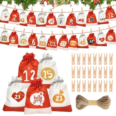 24 Weihnachtstüten Adventskalender zum Befüllen