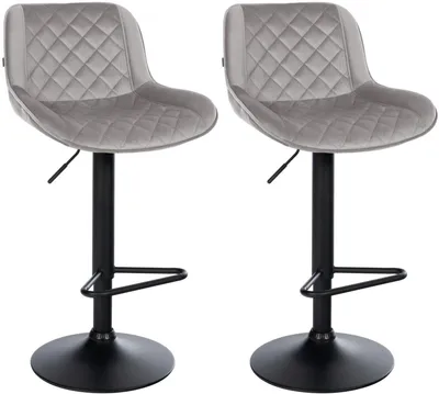 Productafbeelding van Set van 2 barkrukken, draaibaar, met bekleding, voetsteun, modern metalen frame in matzwart