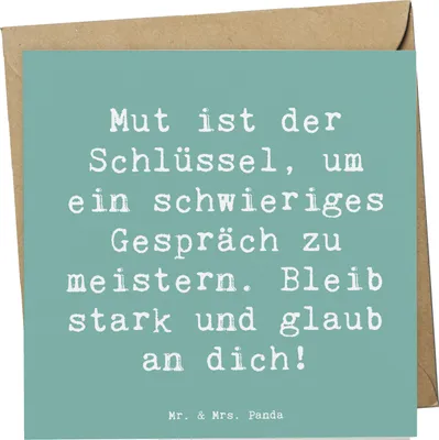 Produktbild von Mr. & Mrs. Panda Grußkarte Spruch Ein schwieriges Gespräch führen - Meeresbrise - Geschenk, faltkarte, Kommunikation, Zuversicht, Ehrlichkeit, Klappkarte, Trost