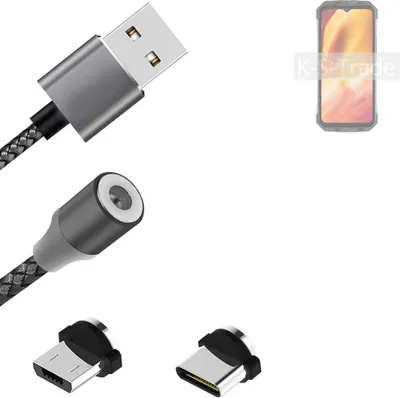 Produktbild von K-S-Trade Hochwertiges Magnet-Lade-kabel Sync-Kabel Daten-Kabel für Doogee V Max mit USB-Typ-C-Anschluss und Micro-USB-Anschluss 2A bis zu 480mbps