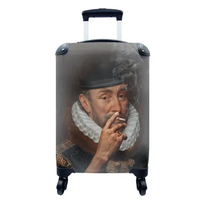 Produktbild von MuchoWow® Koffer Handgepäck Trolley Rollkoffer Kleine Reisekoffer mit 4 Rollen - Wilhelm von Oranien - Adriaen Thomasz - Zigaretten - Cabin Size < 55x40x23 cm & 55x40x20 cm - Fotokoffer - Kabinenkoffer - Boardgepäck - Reise-Box - Reisekoffer - Reisegepäck - Koffer mit Bild - Trolley für Kinder