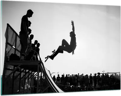 Produktbild von Bilder auf glas - Sport Skateboard - 120x80cm - Glasbilder - Wandbilder - Kunstdruck - zum Aufhängen bereit - Wanddekoration aus Glas - Glas Bilder - Wandbild auf Glas - Einteilig - GAA120x80-3655