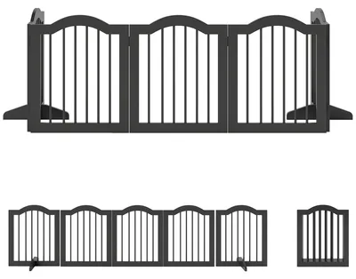Immagine prodotto di Recinzione pieghevole e autoportante per cani, con 5 pannelli | Colore: nero | Dimensioni: 261,5 x 29,5 x 61 cm