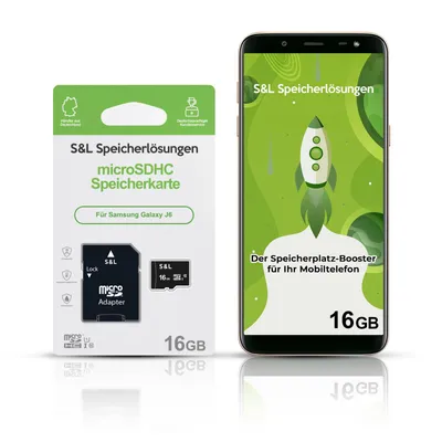 Produktbild von microSD Speicherkarte S&L für Samsung Galaxy J6 - Speicherkapazität: 16 GB