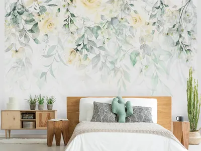 Produktbild von Vlies Fototapete Blätter 400x280 cm Tapeten Wandtapete XXL Rose Natur Pflanzen Botanik wie gemalt b-A-0697-a-c