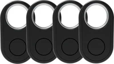 Image de ZELURXX Lot de 4 traceurs GPS Bluetooth pour animaux domestiques et enfants, compatible avec Android, portée de 25 m, anti-perte, localisation, noir