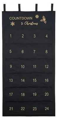 Produktbild von Adventskalender Wandbehang Stoff - 24 Taschen - 118 x 58 cm - Schwarz - Zum Befüllen