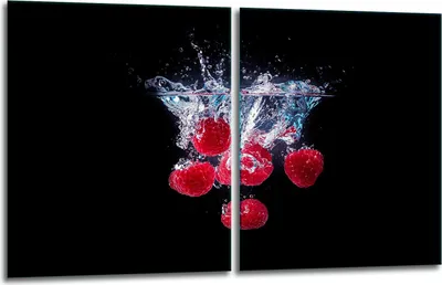 Produktbild von Herdabdeckplatten 2x40x52 Glaskeramikfeld 2-Teilig Glas Spritzschutz Erdbeeren