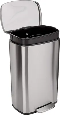 Productafbeelding van Famanu afvalbak met voetpedaal - Soft-close mechanisme - 50 liter - satijnnikkel afwerking