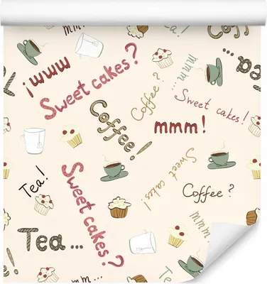 Produktbild von 10m VLIES TAPETE Rolle Esszimmer Kaffee Tee Süßigkeiten Aufschriften XXL