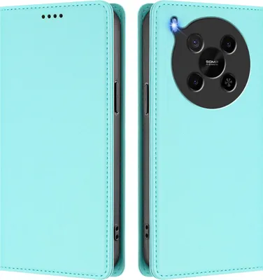 Produktbild von Handyhülle für ZTE Blade V70 Max/nubia V70 Max, Kunstleder Klapphülle Stoßfeste Magnetische Hülle mit Ständer Türkis