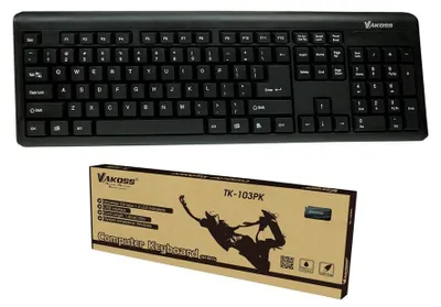 Zdjęcie produktu dla Vakoss TK-103PK, Pełnowymiarowy (100%), Przewodowa, USB, Czarny