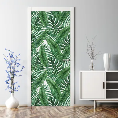 Produktbild von Dekorative Türaufkleber selbstklebend Klebefolie Türtapete Türfolie Tropische Blätter 85 x 200 cm