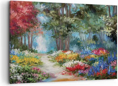 Produktbild von Bild auf Leinwand - Leinwandbild - Einteilig - Impressionismus Natur Wald - 120x80cm - Wand Bild - Wanddeko - Wandbilder - Leinwanddruck - Bilder - Wanddekoration - Leinwand bilder - AA120x80-4271