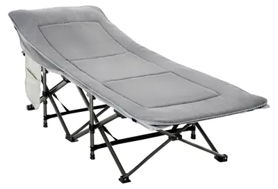 Produktbild von Faltbares und gepolstertes Campingbett mit Aufbewahrungstasche, 188 x 64,5 x 53 cm, Hellgrau