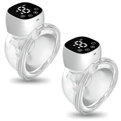 Produktbild von HDeye Elektrische Doppel-Brustpumpe - Tragbares Milchpump-Set mit 3 Betriebsmodi, 9 Saugstufen, LED-Anzeige, 180ml Flaschen, USB-aufladbar, 2er-Set