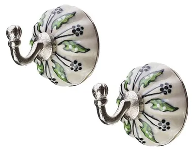 Immagine prodotto di Set di 2 ganci a parete in metallo con decorazione in Vetroceramica