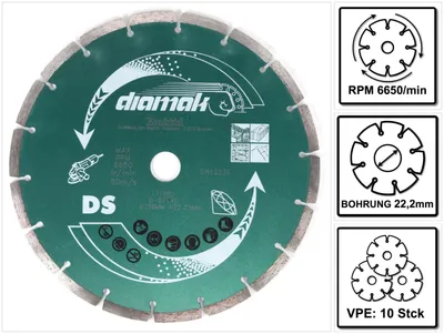 Produktbild von Makita Diamak 230 mm 10 Stk. ( D-62175 ) Diamant Trennscheibe für Stein, Beton Aufnahme 22,23 mm