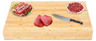 Obrázek produktu pro Deska na sporák, bambusový materiál, rozměry 75*54*10 cm, obdélníkový tvar, hmotnost 4,8 kg, kompatibilní s plynovými i elektrickými sporáky