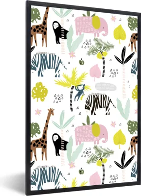 Produktbild von MuchoWow® MuchoWow® Gerahmtes Poster Tiere - Baum - Muster 20x30 cm - Poster mit zchwarzem Bilderrahmen - Drucken - Bilder Poster im Rahmen