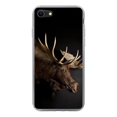 Produktbild von MuchoWow® Handyhülle Schutzhülle Hülle für iPhone 7 Elch - Geweih - Porträt Silikon Softcase Handy Hülle - Kartenhalter